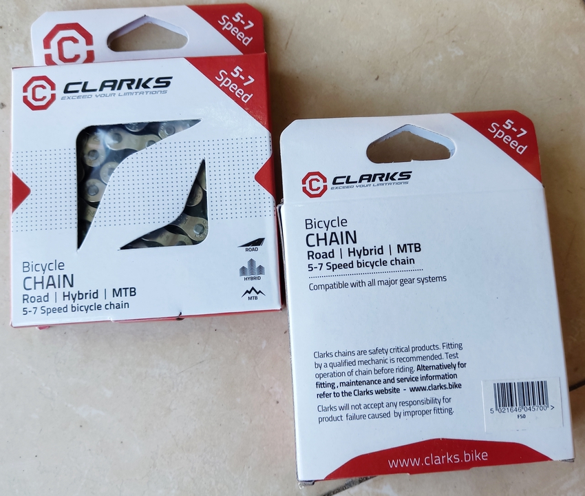 CLARKS C-C5-7 Cadena 1-2-3-4-5-6-7v Plata Box Shimano Compatible
