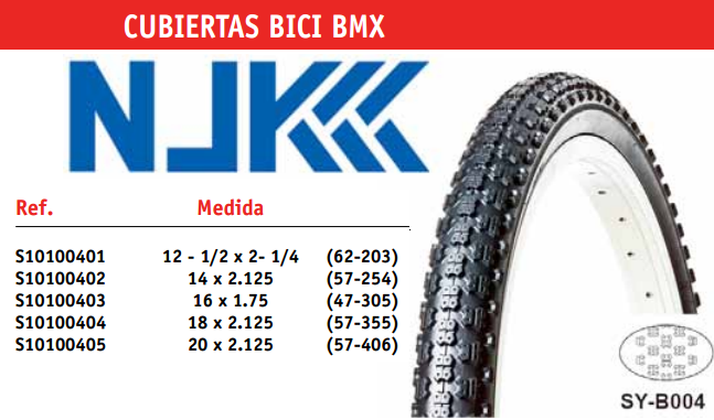 Neumatico Cubierta,Rueda, BMX-Carritos 12-1/2 x 2-1/4 62-203