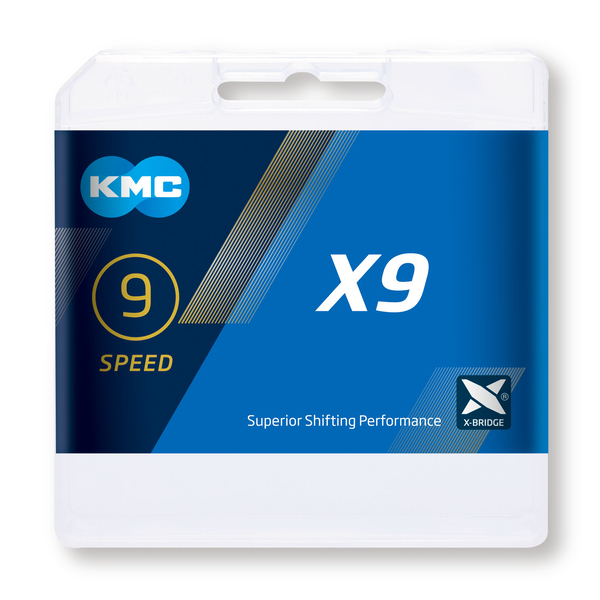KMC Cadena X9 9v Reforz.Gris C/Cierre 114L 6.4mm Box Grey Chain